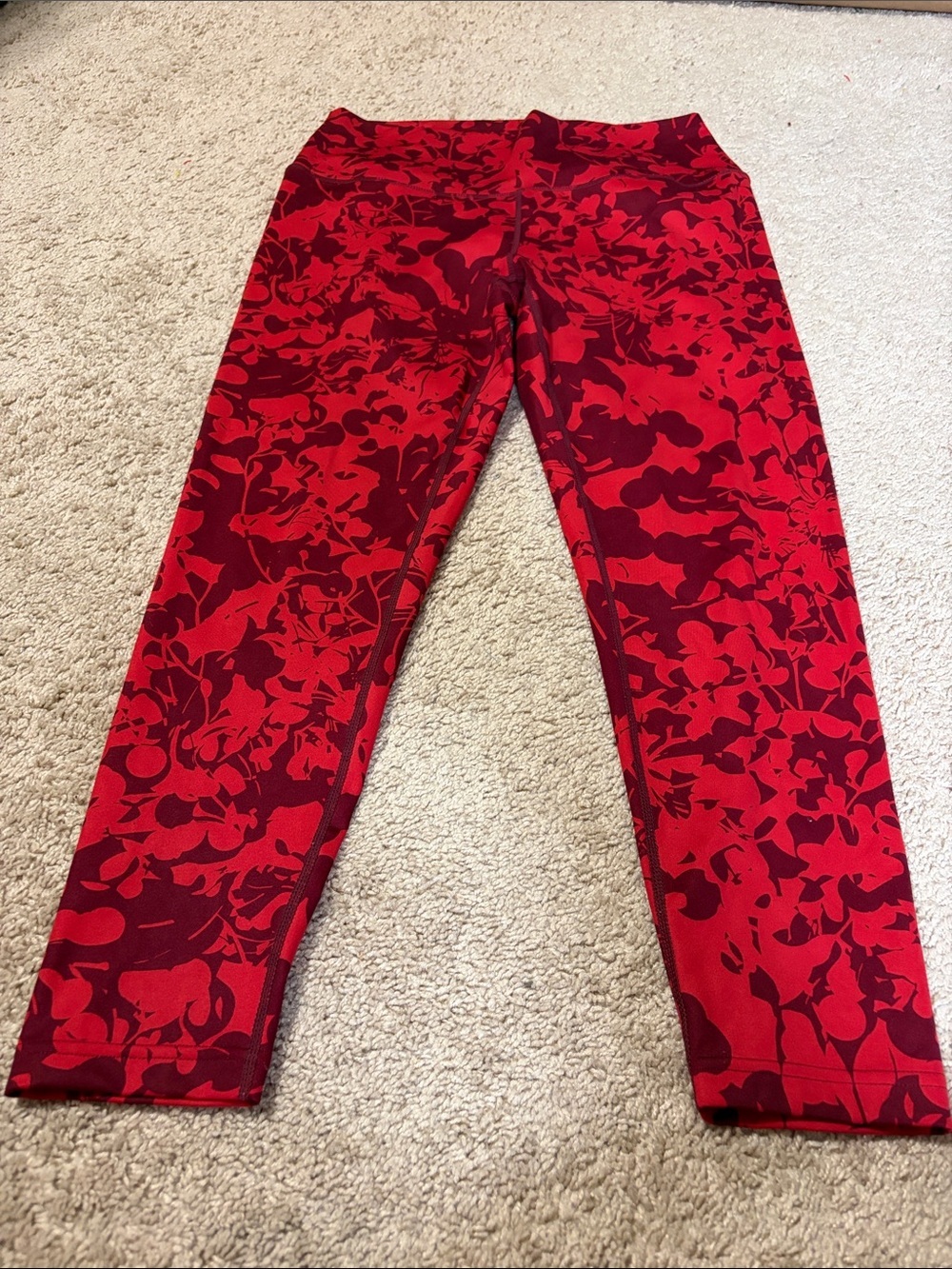 Zella High Waist Leggings Burgundy London Roisin Camo Size Large  7:8 length
